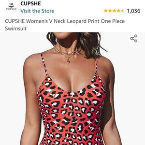 Red Leopard Print One Piece Swimsuit